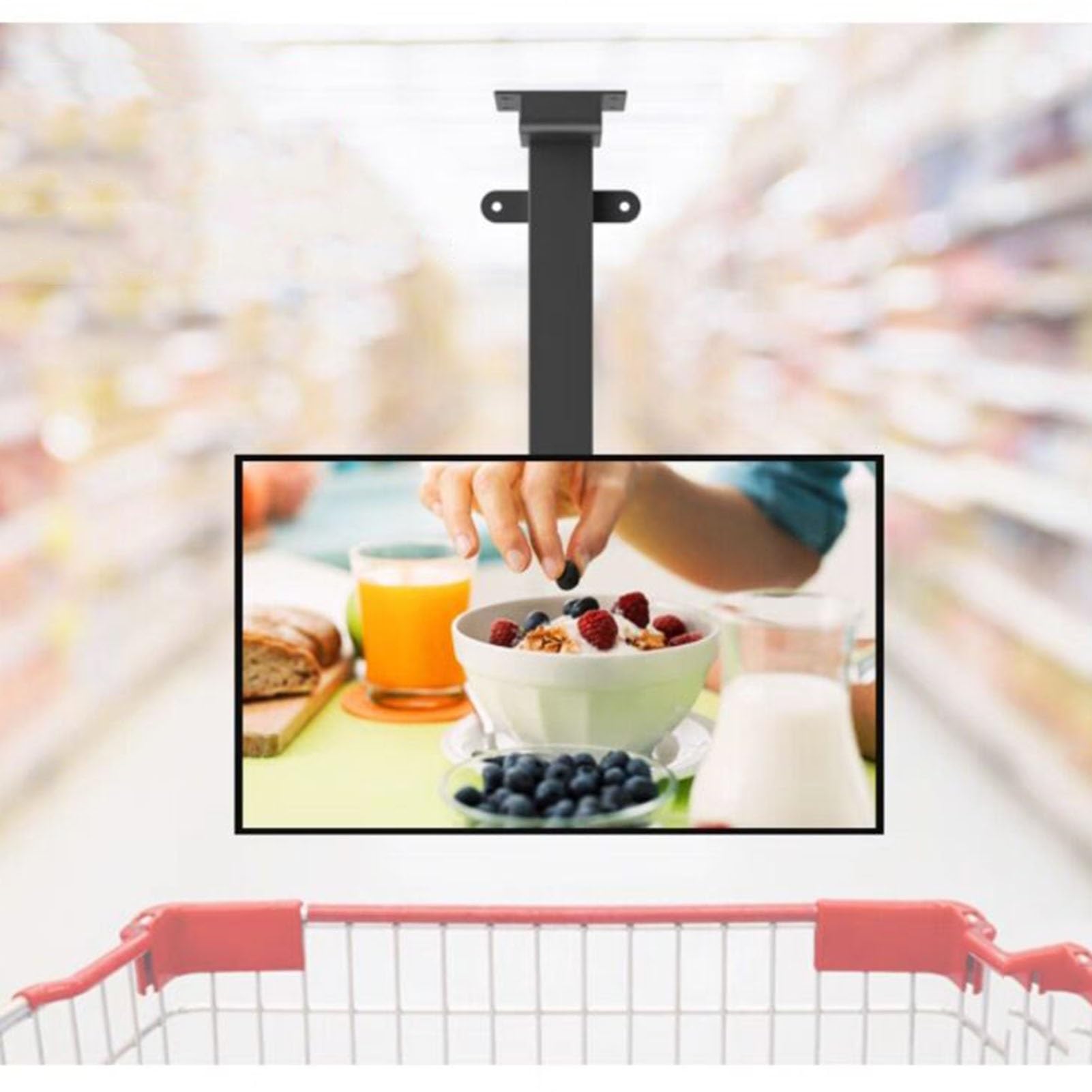HTTGDGDH Motorized Ceiling Tv Mount, Adjustable Ceiling Tv Mount Bracket, Electric Tv Lift With Remote Control And Memory Setting, For 32" To 75" Tvs Up To 60Kg/132Lbs, Three Inst,
