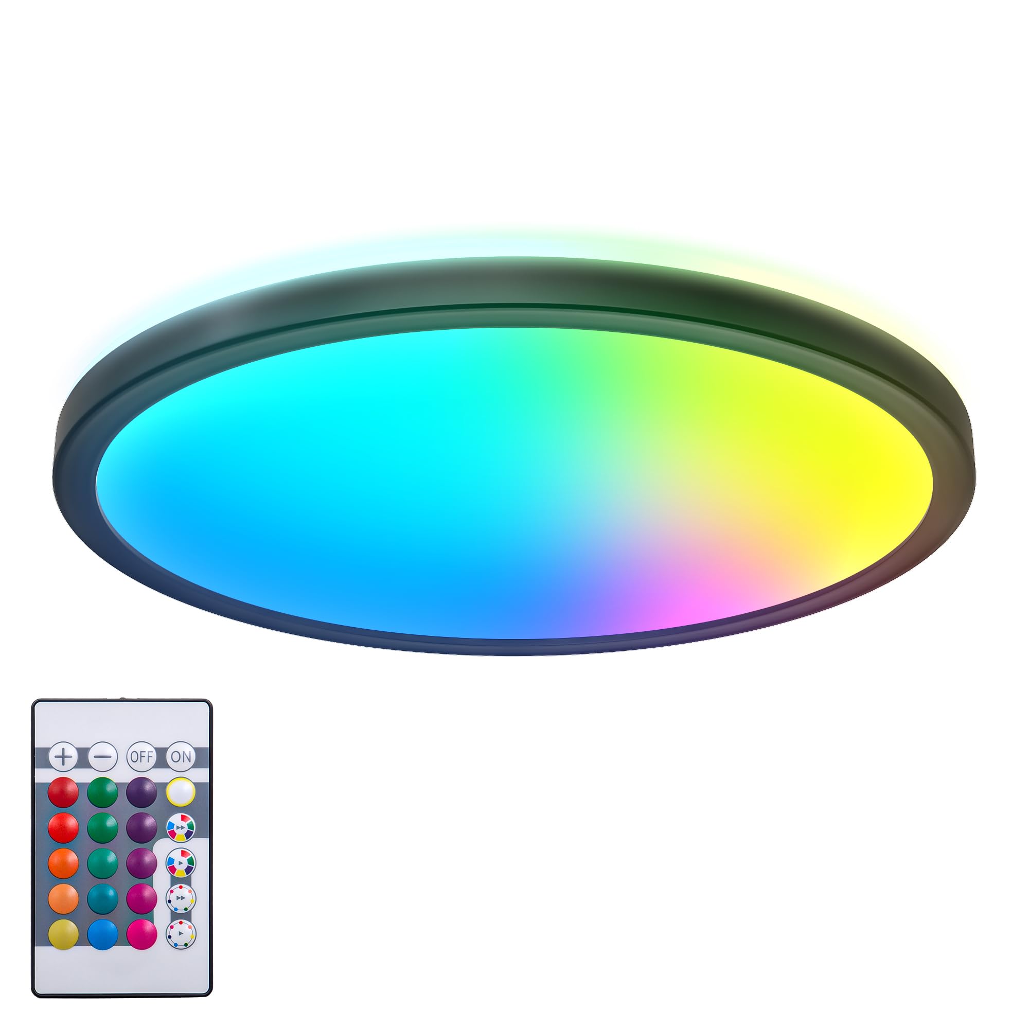 B.k. Licht Led Panel Slim With Remote Control Rgbw, Ø 29 Cm, Black, Backlight
