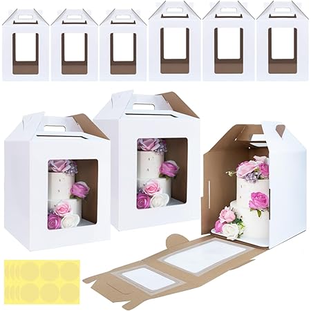 10pcs Cake Boxes 12 Inch 12x12x12 Tall Cake Boxes With Window For Tier Baking Disposable Bakery