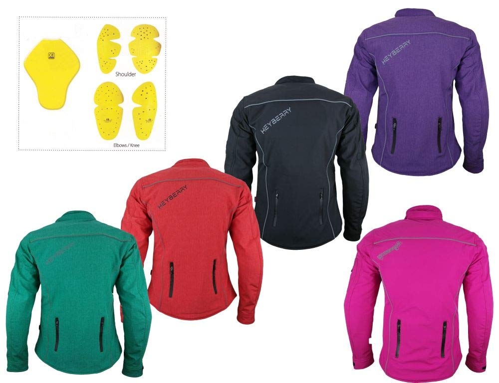 HEYBERRY Damen Soft Shell Motorradjacke Roller Protektoren S bis XXL