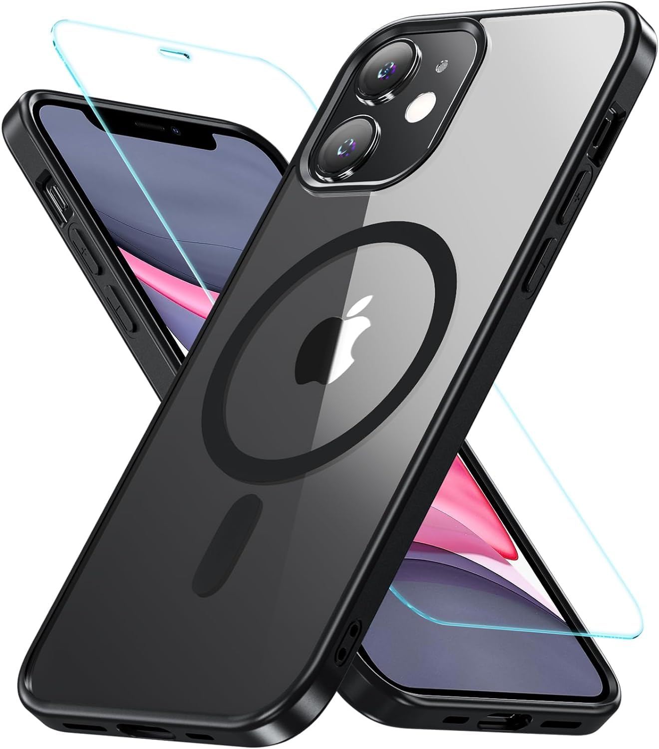 OWKEY Magnetic for iPhone 11 Case, [Compatible with MagSafe & Military-Grade Protection] with Screen Protector, Anti-Yellowing Shockproof Protective