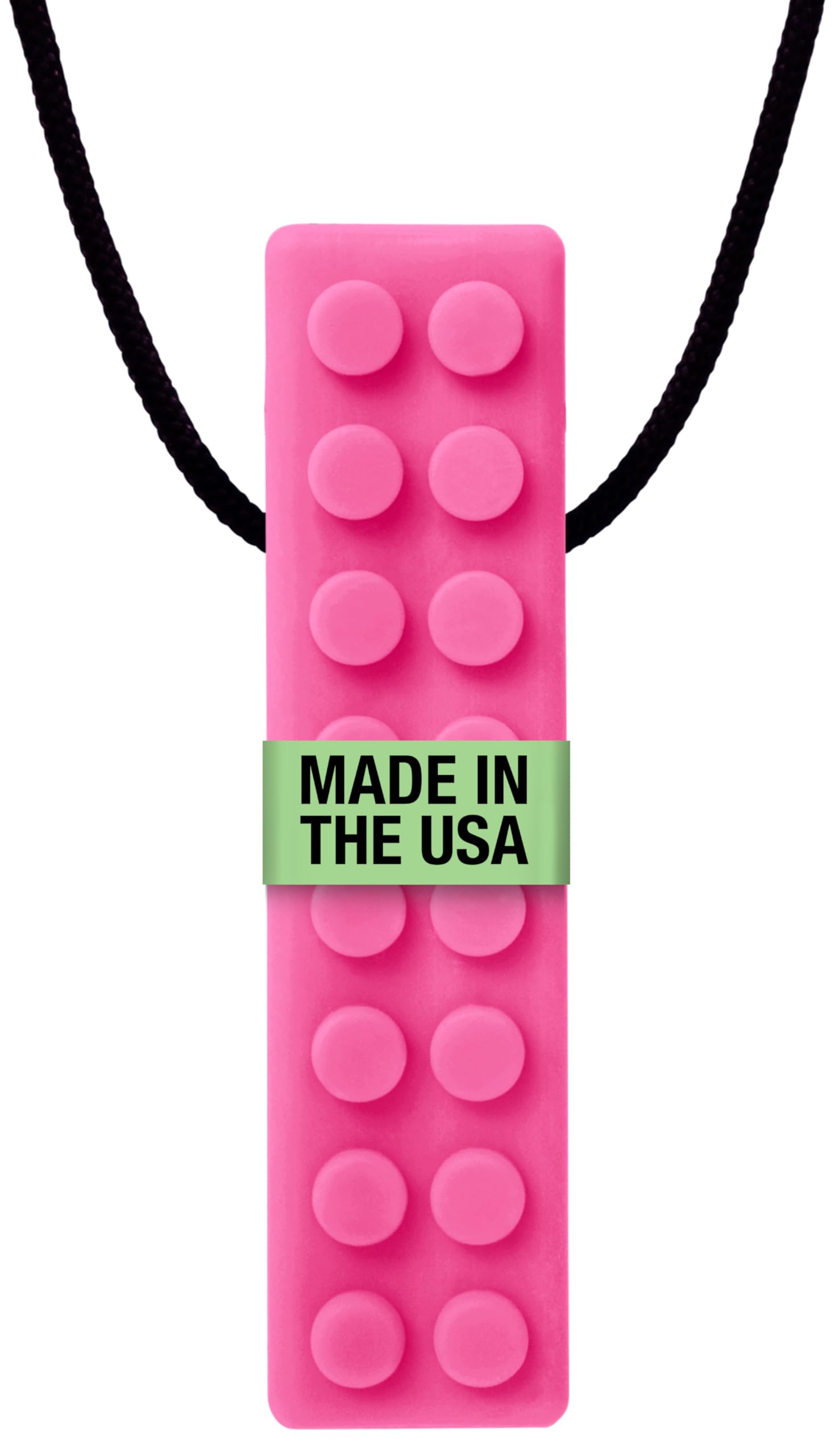 ARK Brick Stick, Chew Necklace for Sensory Kids and Adults, Oral and Hand Fidget for Autism, ADHD, SPD, Anxiety, Medical-Grade Textured Chew Necklace, XT, Medium Firm, Hot Pink