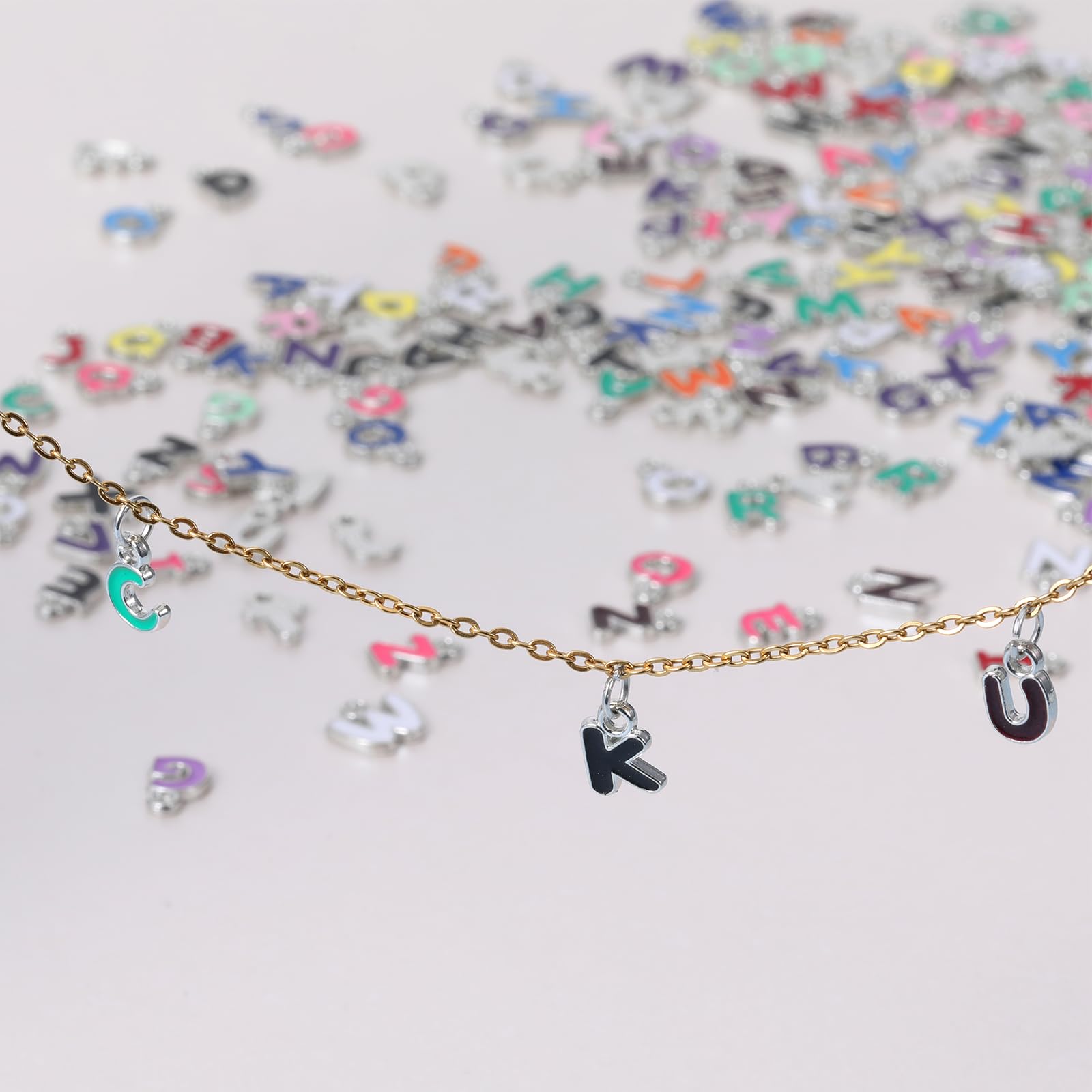200Pcs A-Z Alphabet Charms, Letter Charms, Metal Letter Pendant Charm, Bracelet Necklace Earrings Charm for Jewelry Making, DIY Crafts, Personalized Gift Making Findings - Image 7