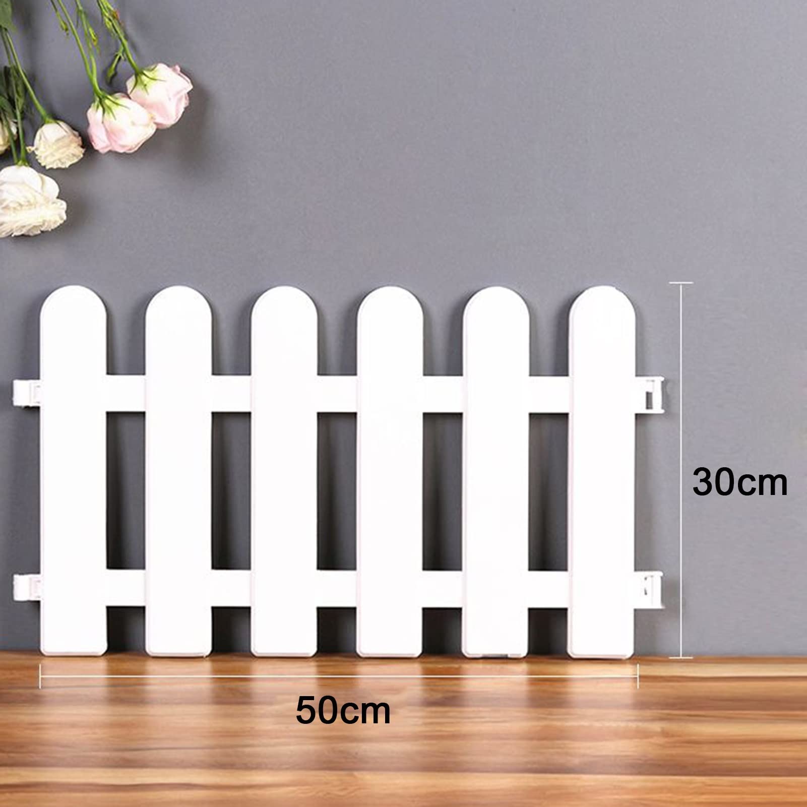 Angoily Lot De 5 Clôtures à Lattes Décoratives En Plastique - Bords Blancs - Pour Jardin, Pelouse, Chemins - 50 X 30 Cm