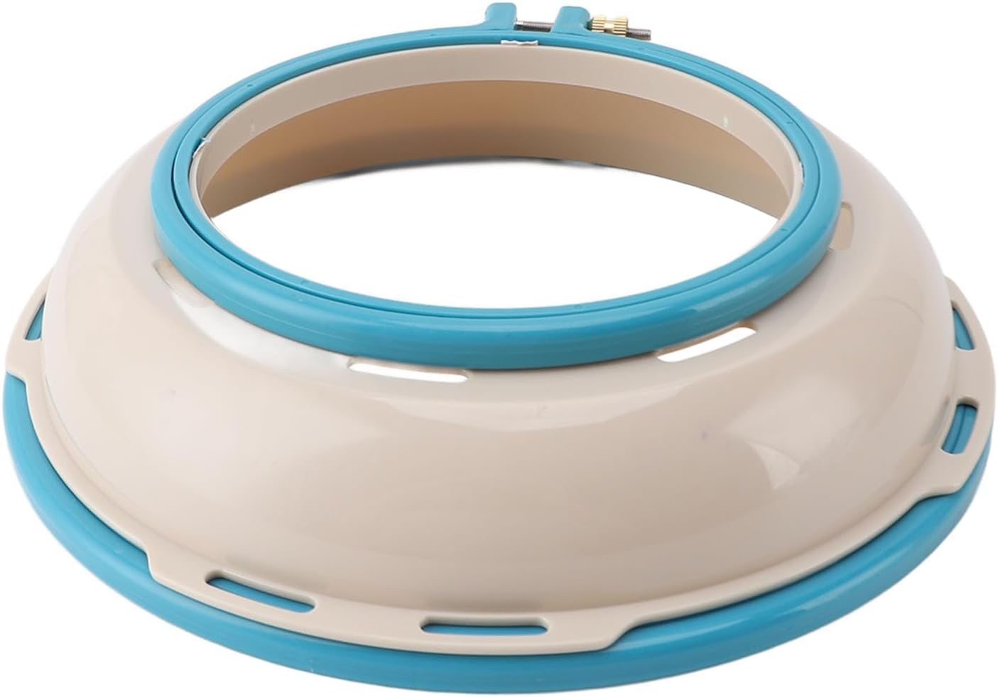 Double-Sided Embroidery Hoop Stand – 16.5cm & 25cm Punch Needle Frame for Cross Stitch & Quilting, Adjustable Plastic Hoop with Secure Clamp, Lake Blue
