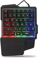 Teclado Gamer Uma Mão Single Handed Multimídia Leds Rgb Controle de Iluminação Conexão Usb Pc Notebook Mac Celular