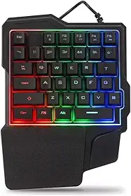 Teclado Gamer Uma Mão Single Handed Multimídia Leds Rgb Controle de Iluminação Conexão Usb Pc Notebook Mac Celular