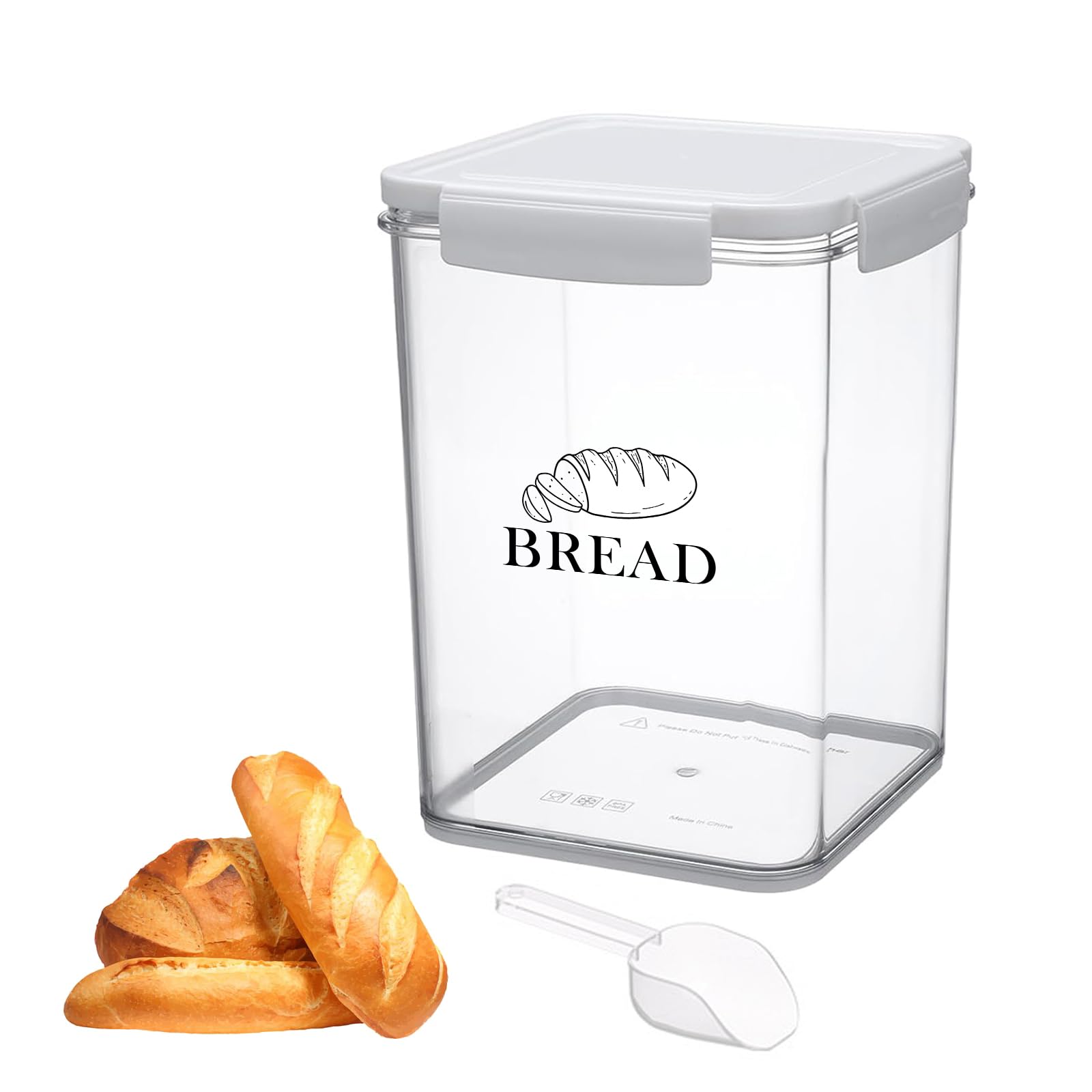 Gzsekken Airtight Bread Storage Container With Lid Clip Locking - Tall BPA-Free Plastic Food Keeper for Homemade Bread, Toast, Bagel - Kitchen Storage Bin
