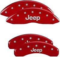Vista 1 de MGP Brake Caliper Covers for Jeep Grand Cherokee 2011-21, WK 2022 (Requires 17"+ Wheels) Red Powder-Coated Finish, Engraved Silver Jeep Logo, Front