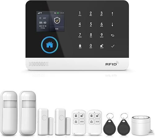 PGST Sistema de alarma para el hogar, sistema de seguridad para el hogar con pantalla colorida de 2.4 pulgadas, kits de alarma de puerta antirrobo