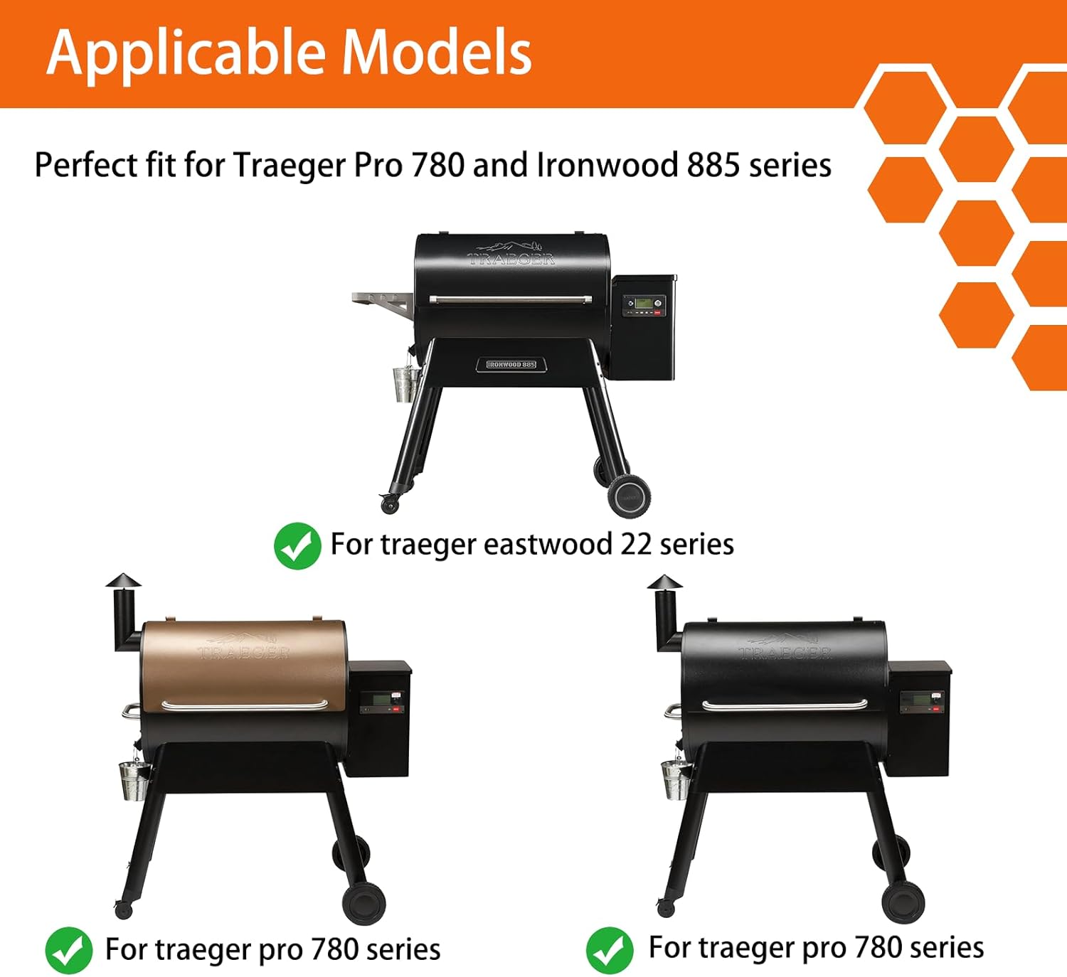 Grill Lid Handle Replacement Parts for Traeger Pellet Grills, KIT0141 Grill Lid Handle for Traeger Pro 34 and Eastwood 34 Series, Stainless Steel