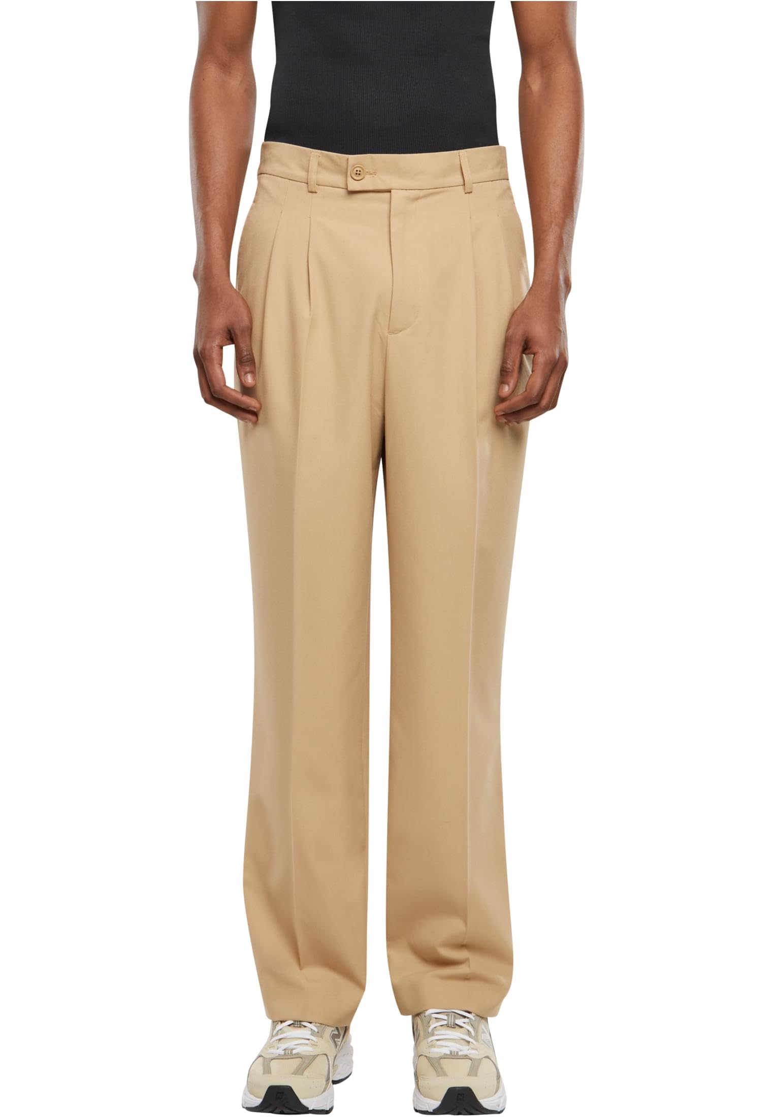 Urban Classics Double Pleated Pants Herren Hose Carrot-Schnitt mit Kordelzug