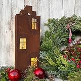 Storm's Gartenzaubereien Deko Haus - Lichthaus in Rostoptik als Windlicht für die Winterdeko 46cm hoch