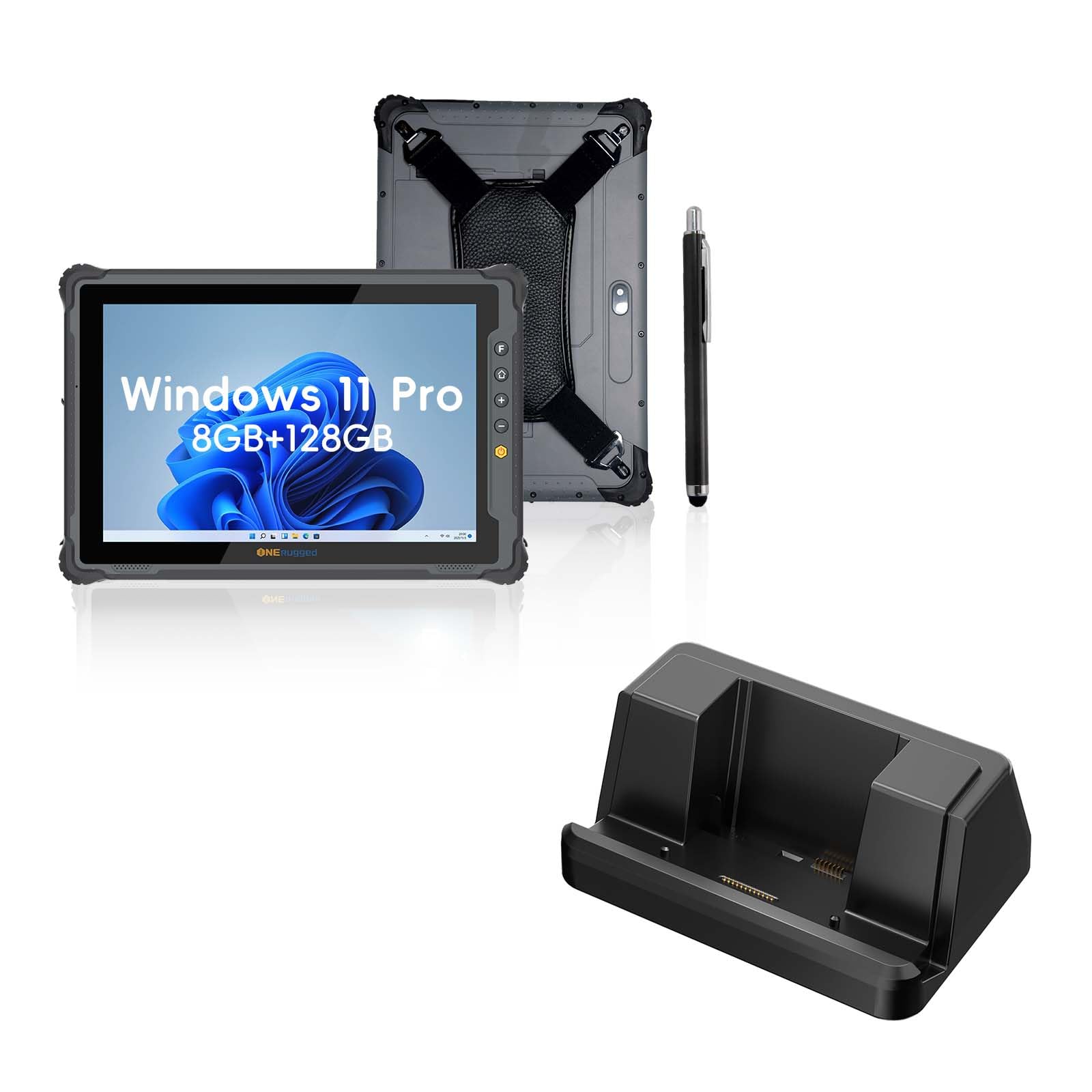 ONERugged Rugged Tablet M10J, 10.1 inch Windows 11 Pro Tablet, 8GB+128GB, N5100 CPU, IP65 Waterproof, MIL-STD-810H, 5000mAh, Industrial Outdoor Work PC, and Charging Cradle