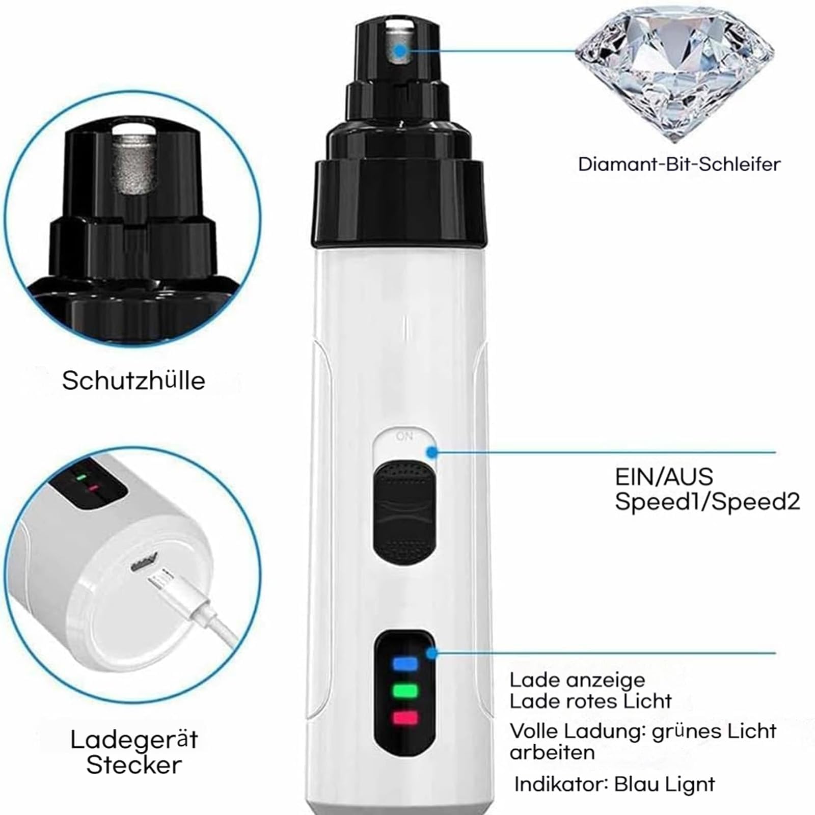 Sicherheits-Krallenschleifer Für Haustiere, Gentle Trim, Krallenschleifer Für Hunde, Sicheres, Sanftes Krallenschneiden Für Ihr Haustier – In Nur 5 Minuten (B)