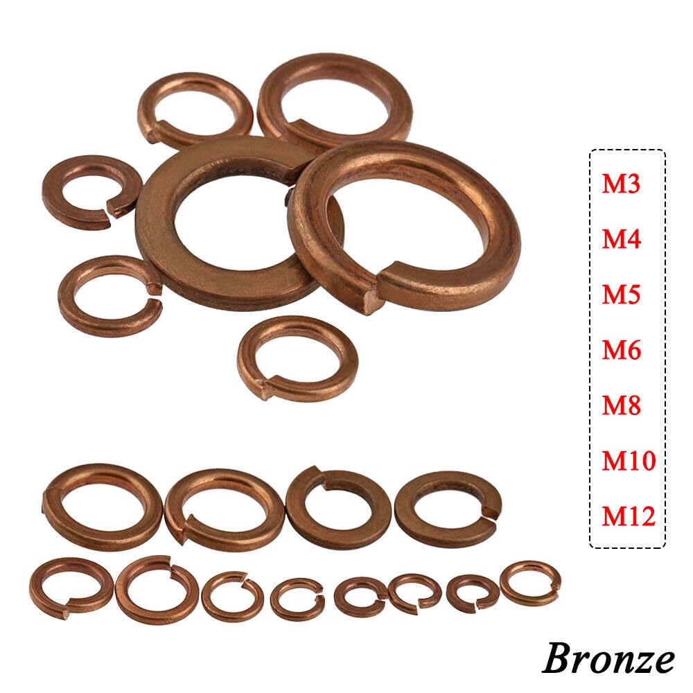 Solid Bronze Spring Washers Split Lock Washers M3 M4 M5 M6 M8 M12 Gaskets (200,M5)