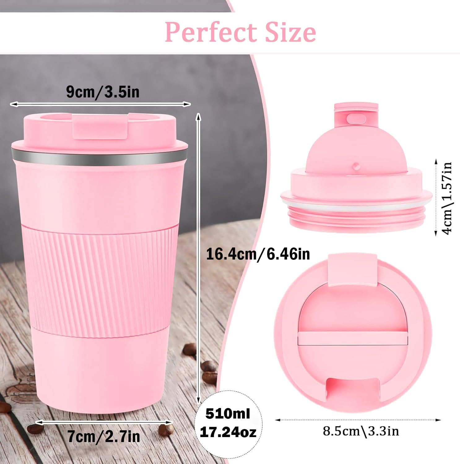 Eastrise Travel Mug,Insulated Coffee Cup with Leakproof Lid,Reusable Travel Coffee Mug,Stainless Steel Coffee Cup for Hot or Cold Drinks(Pink/18oz) - Image 2