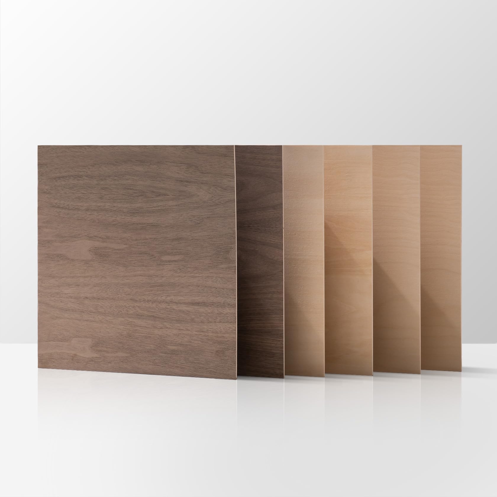 ROBOTIME 6-Pack Laser Wood Sheets | 1/8" & 12 x 12" Basswood + Walnut + Birch - 3mm Plywood for Laser Cutting, Engraving & Pyrography