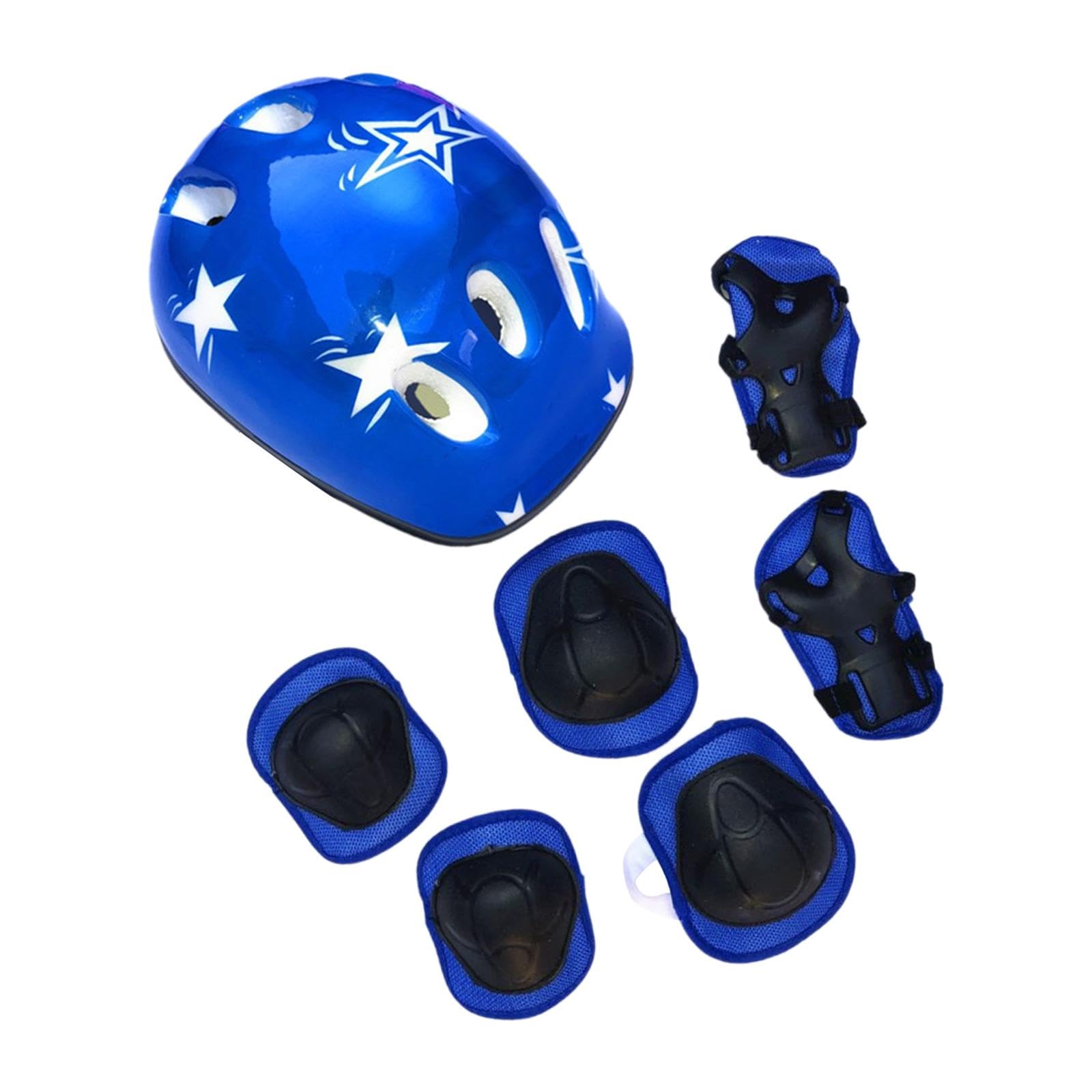 RNXRZANK 7-Piece Set Cycling Headgear for Teens, Skateboard Protection Gear, Blue