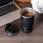 GEMFUL 17 oz Voyage tasse de café coupe de café de fuite isolé avec l'acier inoxydable de l'anse pour aller tasses de café pour les hommes femmes boissons chaudes bureau Tasse a Cafe isotherme noir
