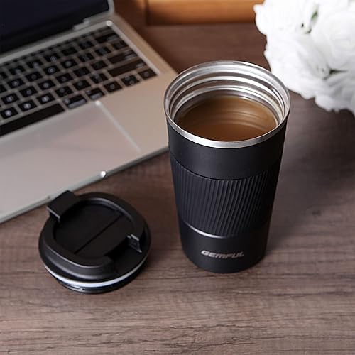 Miniatura 7 de GEMFUL Taza de café de viaje de 17 oz para llevar con tapa, vasos aislantes de acero inoxidable reutilizables, vaso de viaje a prueba de fugas,