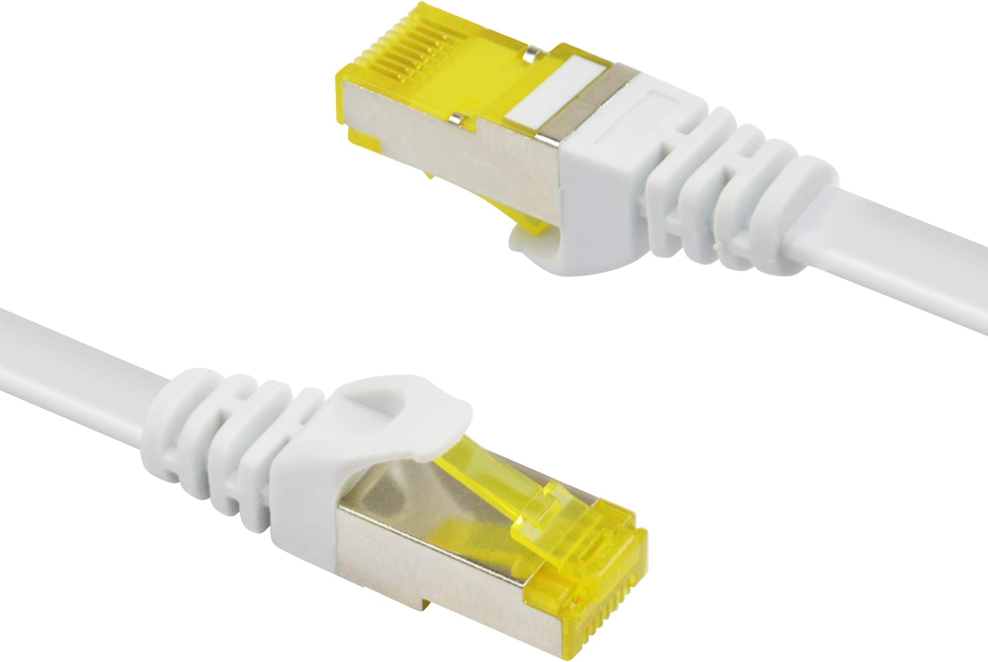 A ADWITS 2 X 1.6ft (0.5m) Flat Ethernet Cable | CAT 7 Shielded RJ45 U/FTP LAN LAN Network Cable| 10 Gbit/s, 600MHz|10000 Mbit/s | Switch Router Modem Access Point - White