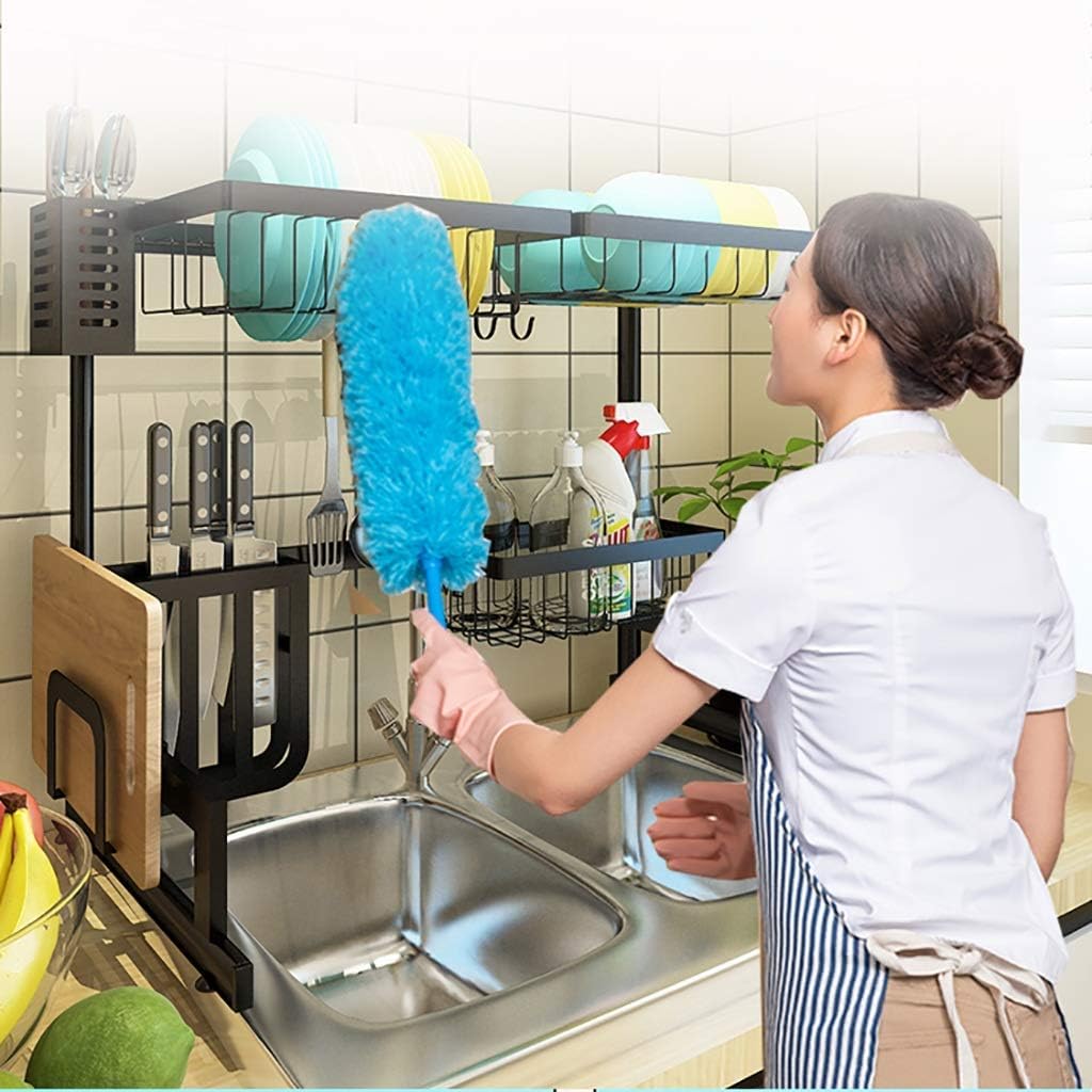 Dish Drying Rack Dish Rack,Dish Drying Rack,Kitchen Rack, 201 Stainless Steel Double Sink Bracket Drain Basket Dish Rack