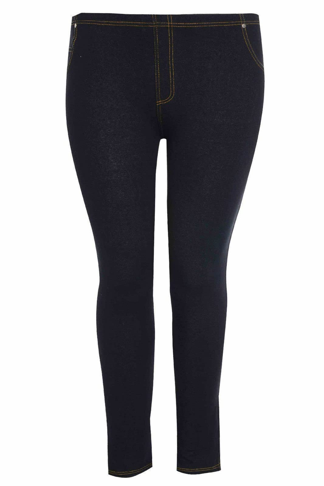 Ploutos - Women Ladies Stretchy Denim Look Skinny Jeggings Leggings Trouser Pants Plus Size 8-26 UK (Blue, 26)