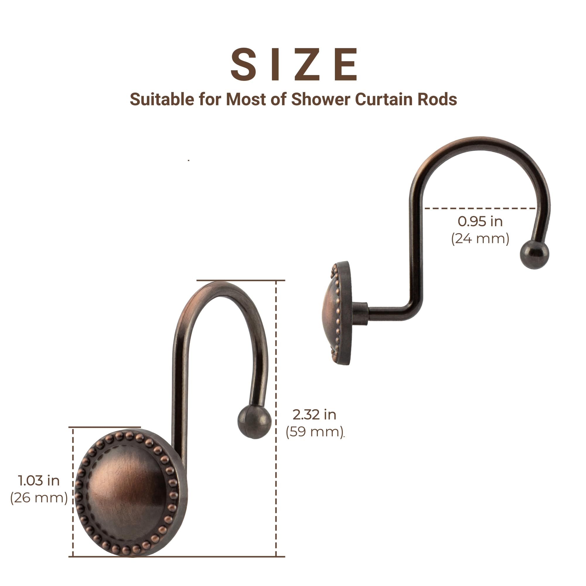 Bronze Shower Hooks - Rust-Resistant & Easy Install -2