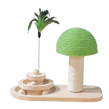 Aswadh Cat Scratching Toy Sisal Climb Rope Post Ball with 3-Layer Turntable Layer