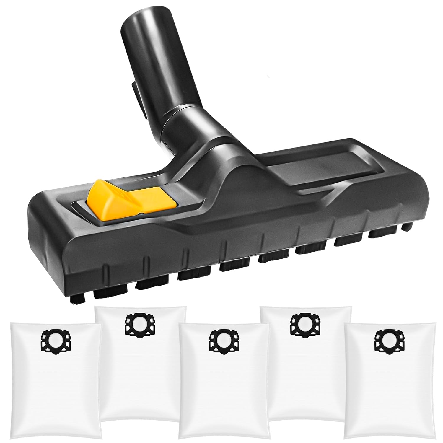 Bocchetta per Pavimenti per Kärcher WD3, WD4, WD5, WD6, con 5 Pezzi Sacchetti Filtro per Kärcher, Bocchetta di Ricambio per Aspirapolvere a Secco e Umido 35 mm