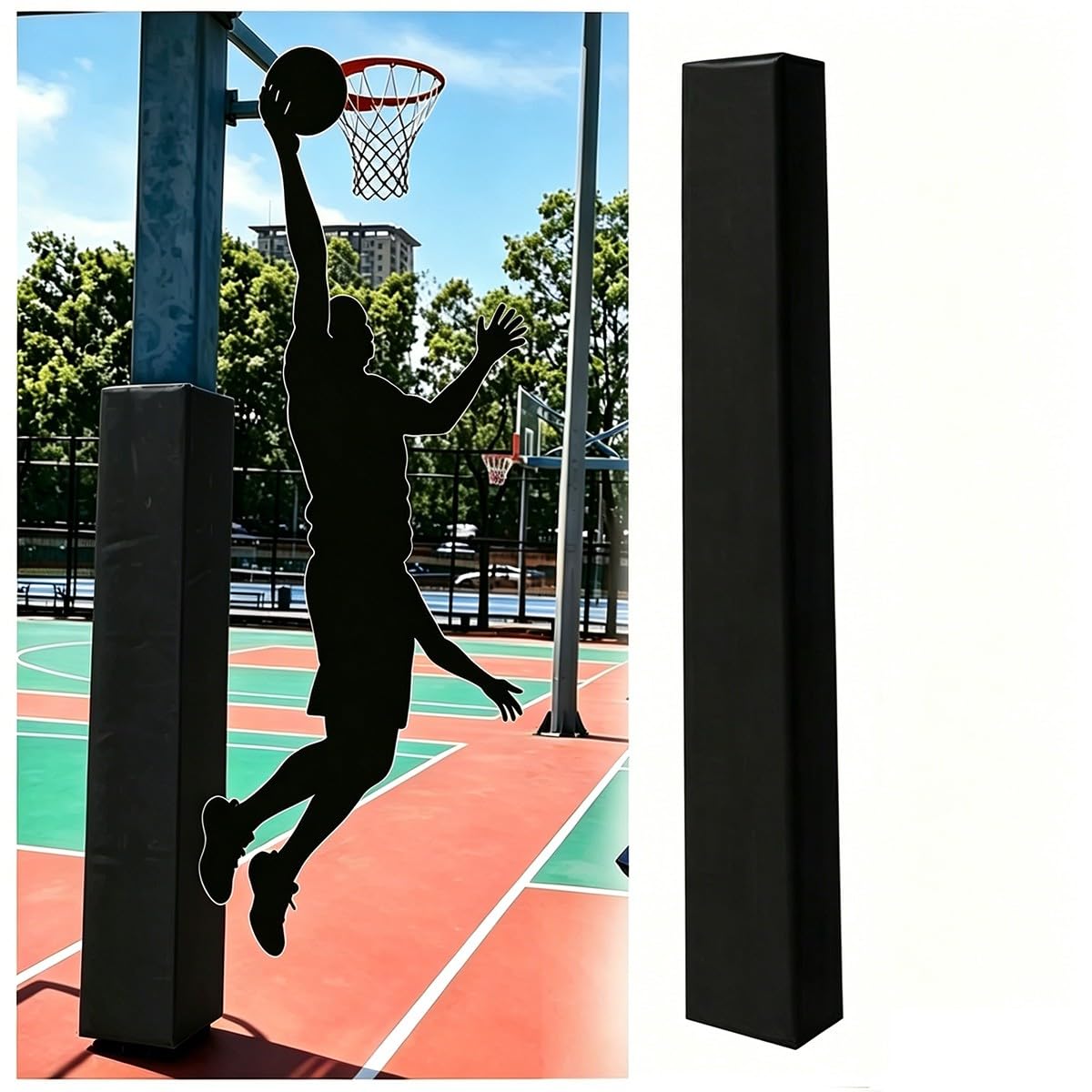 Bananaww Square Basketball Pole Padding Wrap, 2.5 cm Thick High-Density Foam Anti-Collision Post Protector, Heavy Duty Outdoor Indoor Column Safety Pad for Gym, Garage, Sports Court