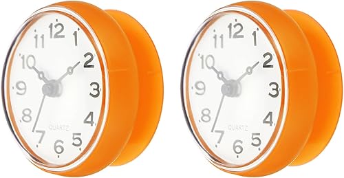 PATIKIL Reloj de ducha impermeable, paquete de 2 mini relojes de pared silenciosos sin tictac con ventosa para baño, cocina, decoración del hogar,