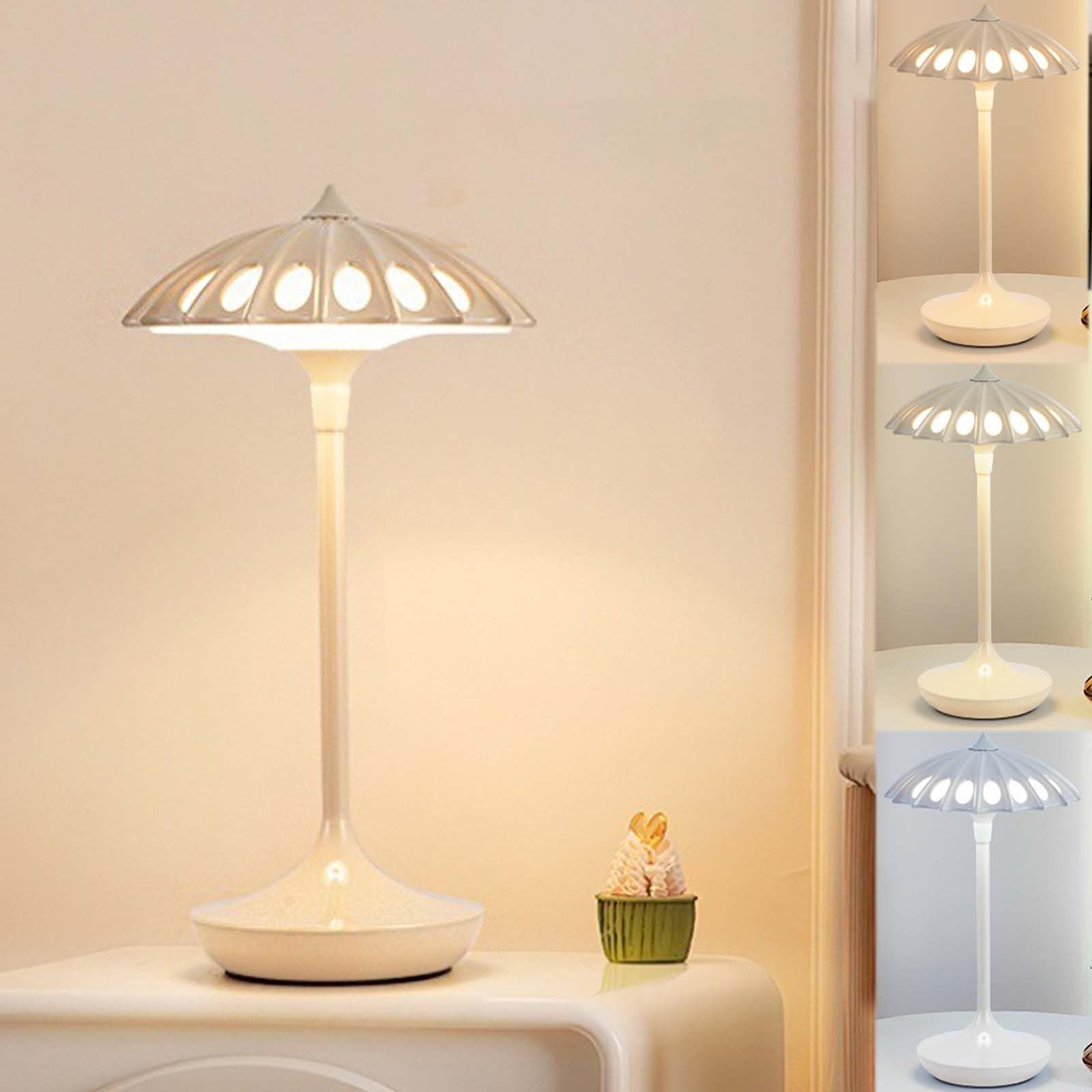 LED Tischlampe Kabellos mit Touch Dimmbare, Tragbare Tischleuchte Akku aus Aluminium, Aufladbar Nachttischlampe 3 Farbtemperatur Leselampe für Nachttisch, Schlafzimmer, Wohnzimmer
