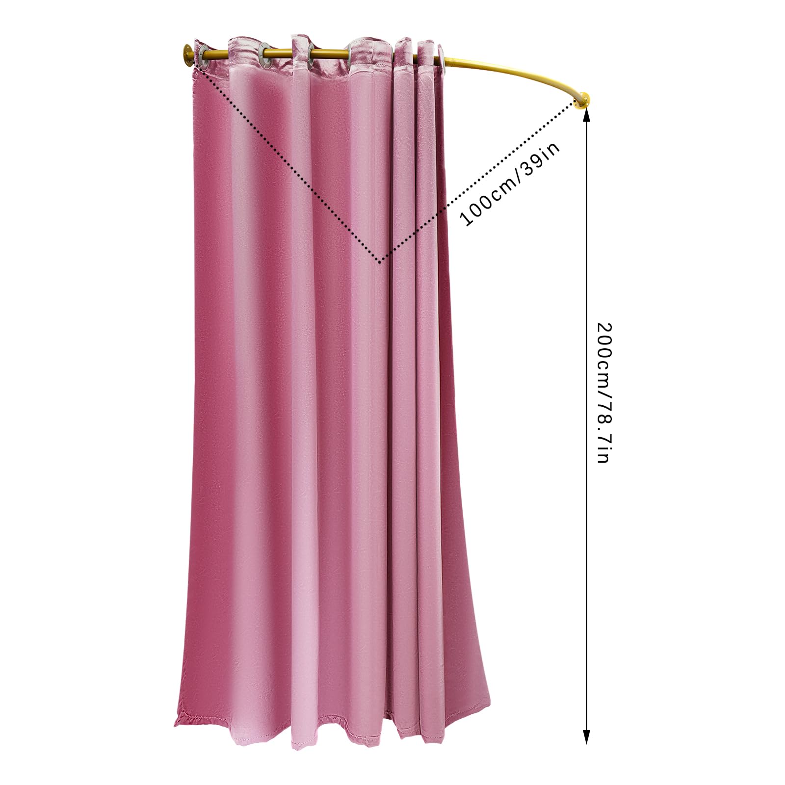 LOYALHEARTDY Clothing Store Fitting Room,Clothing Store Fitting Room with Pink Privacy Shading Curtain,C-Dressing Corner Wall Mounted Changing Room for Privacy Protection for for Retail Cloth Store