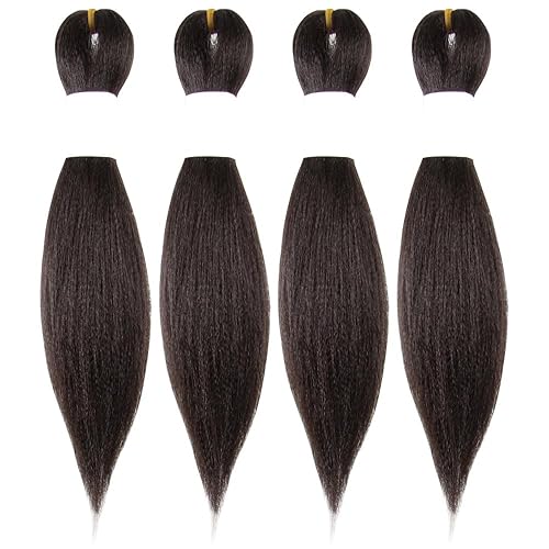 Cabello trenzado preestirado de 10 pulgadas, 4 paquetes, extensiones de cabello corto para trenzas, cabello sintético trenzado preestirado 4#(marrón)
