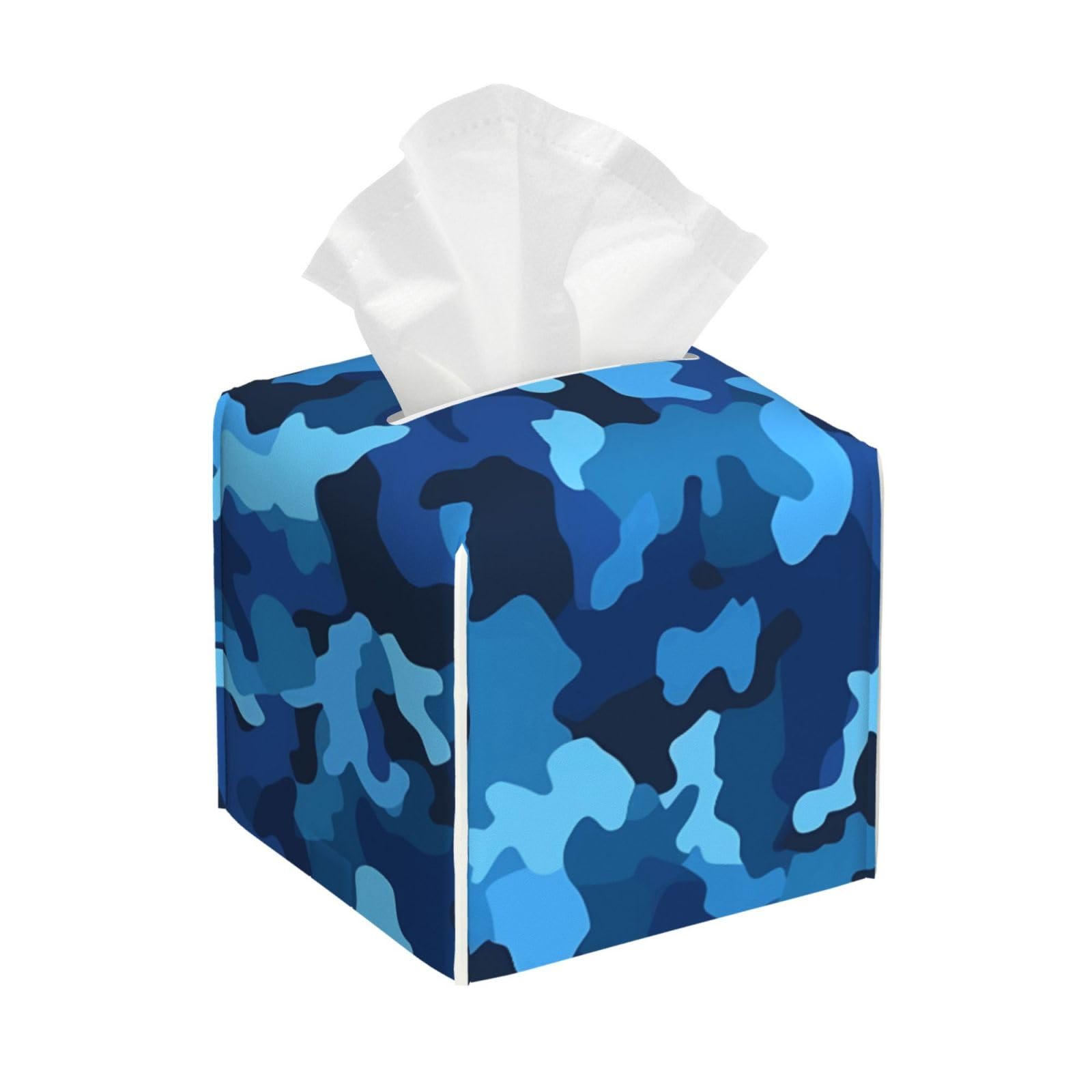 Blue Camo Tissue Box Cover Square Cube Boxes