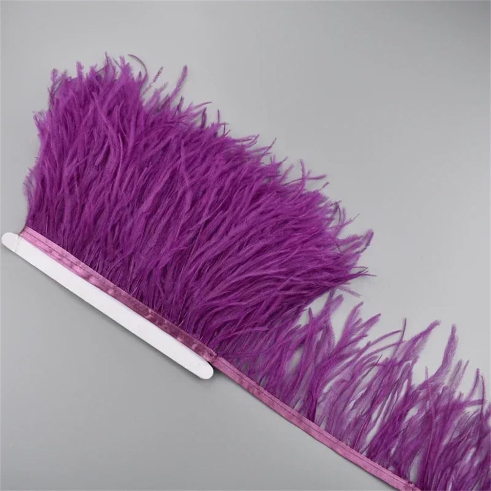 Wstążka z frędzlami z piór, Frędzle ze strusich piór 5 metrów 4-6 cali wielokolorowe(Purplish Red)