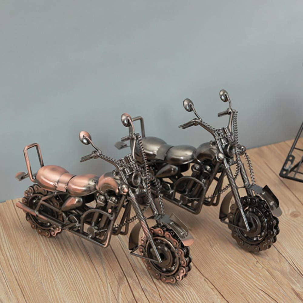 Head Sculpture Statue Motorcycle Model Retro Motor Figurine Metal Handmade Iron Motorbike Prop Vintage Home Decoration Accessories Kid Toys-A