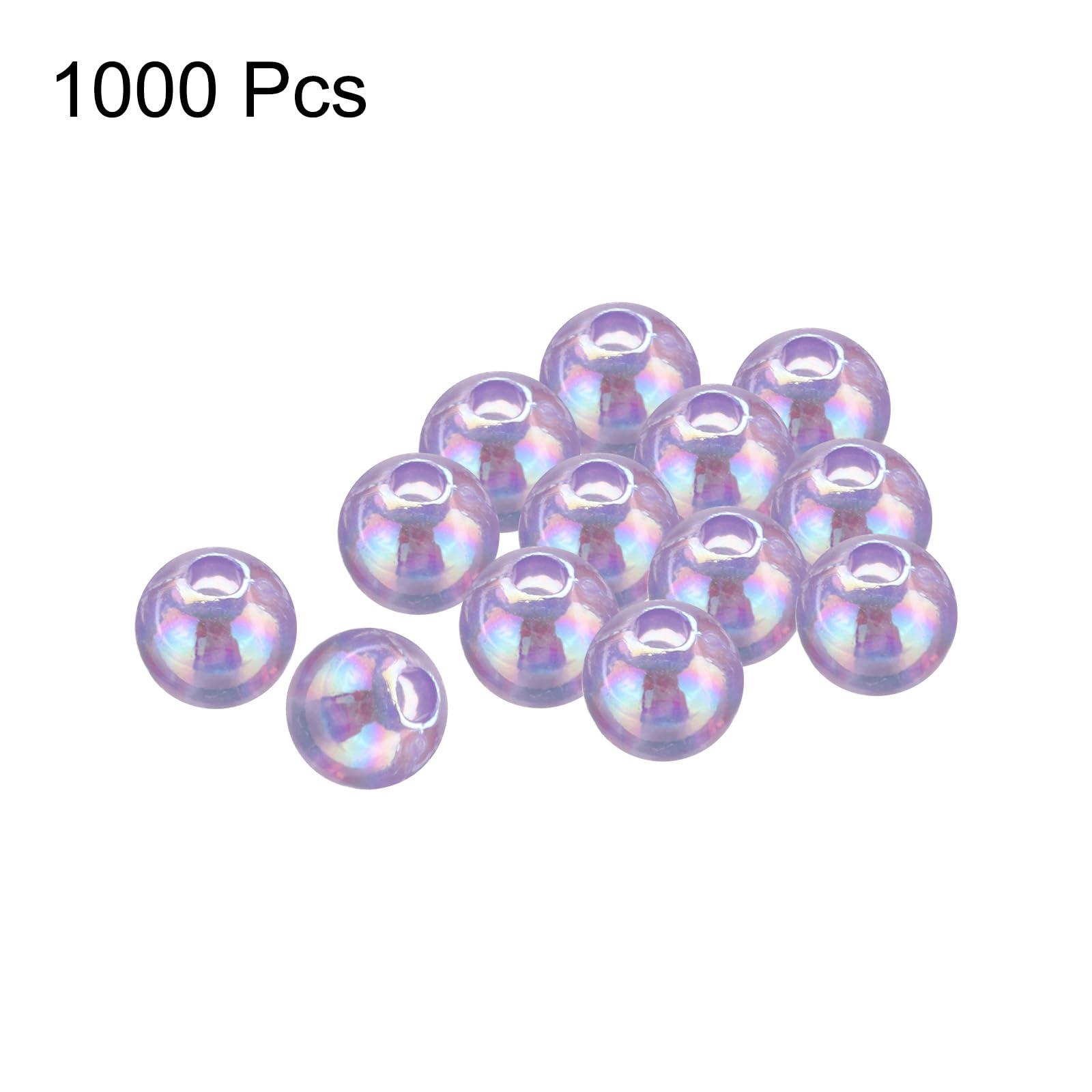QUARKZMAN 1000 Perline Rotondo Acrilico Colori AB 6mm Perline Distanziali Sfuse con Foro per Orecchini Braccialetto Collana Portachiavi, Viola AB