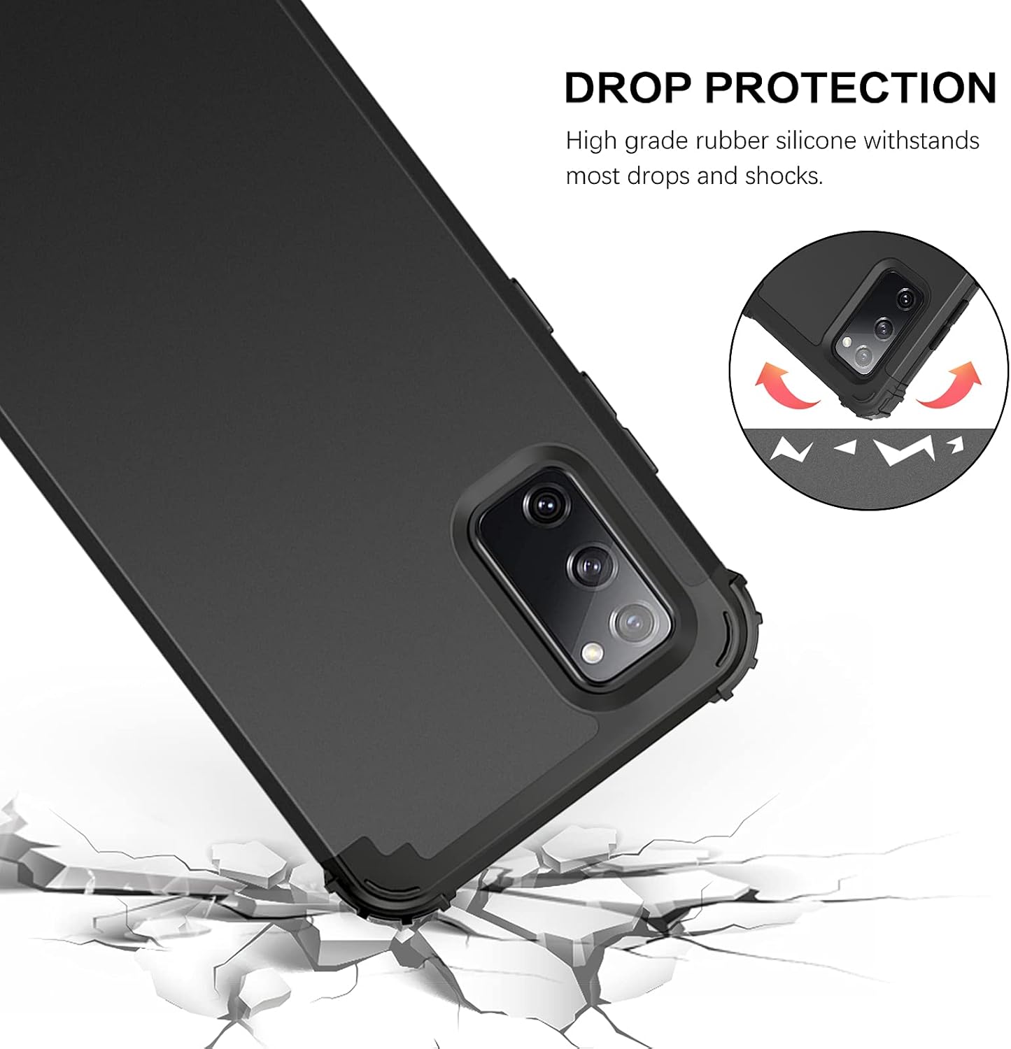 BENTOBEN Samsung Galaxy S20 FE Case, 3 in 1 Heavy Duty Hybrid Hard PC Soft Silicone Bumper Shockproof Anti Slip Protective Phone Cover Cases for Samsung Galaxy S20 FE 4G/5G 6.5 Inch 2020, Black