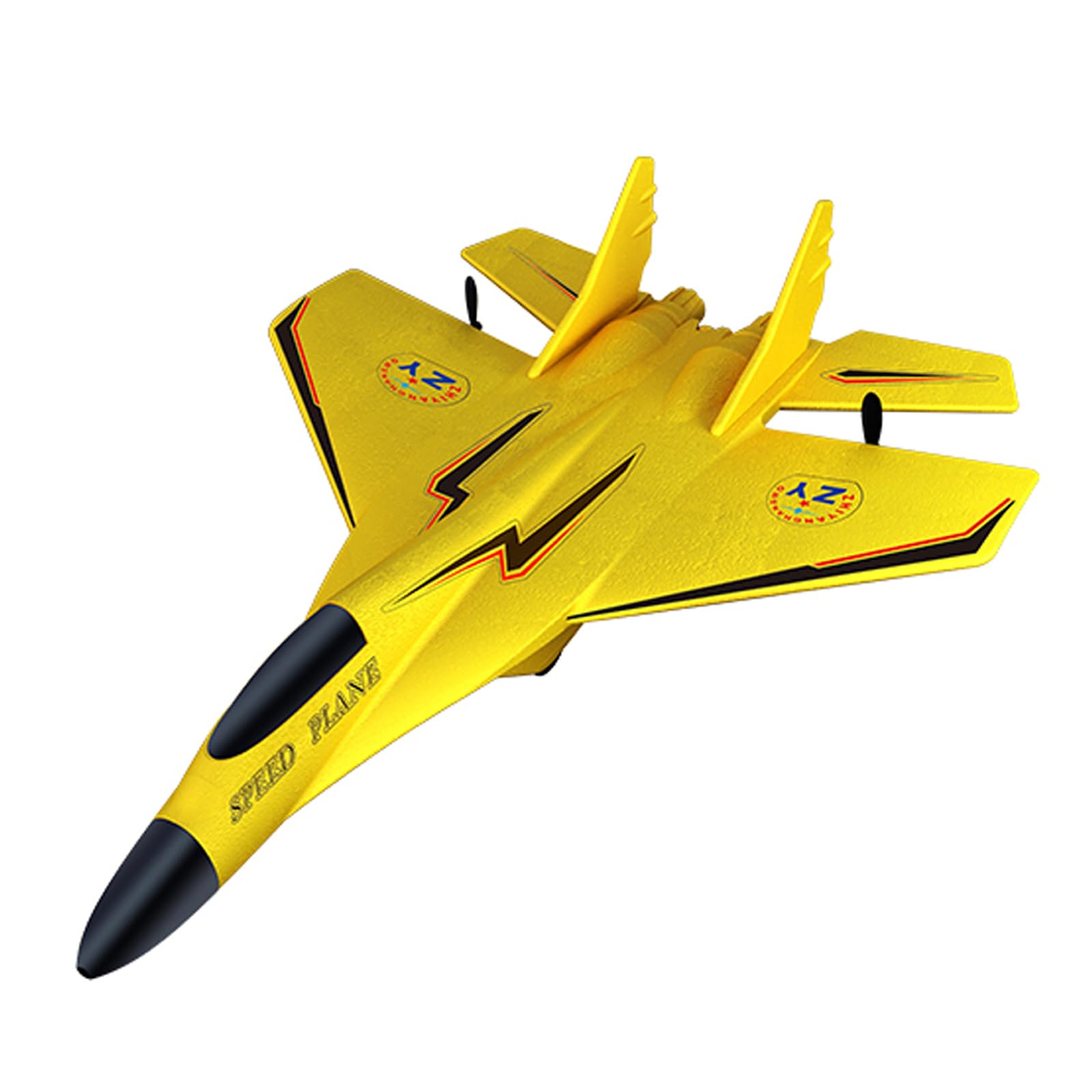 RC Plane Yellow 2.4GHz 2 Channel Remote Control Plane Jet Fighter Airplane with GYRO for Kids and Beginners