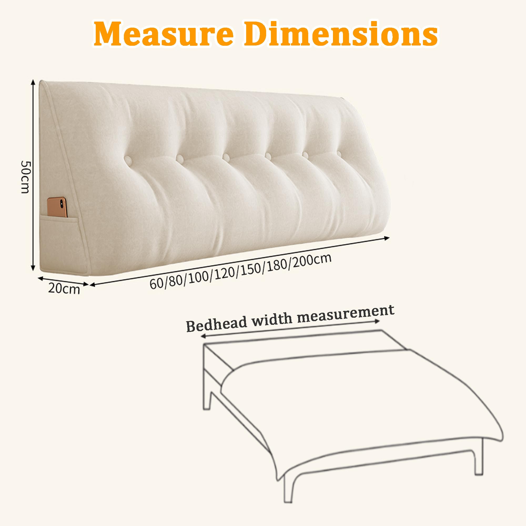 Cuscino triangolare per testiera, cuscino da lettura per letto, divano, cuscino a cuneo con tasca laterale, cuscino di supporto lombare, posizionamento dello schienale (80 x 50 x 20 cm, blu)