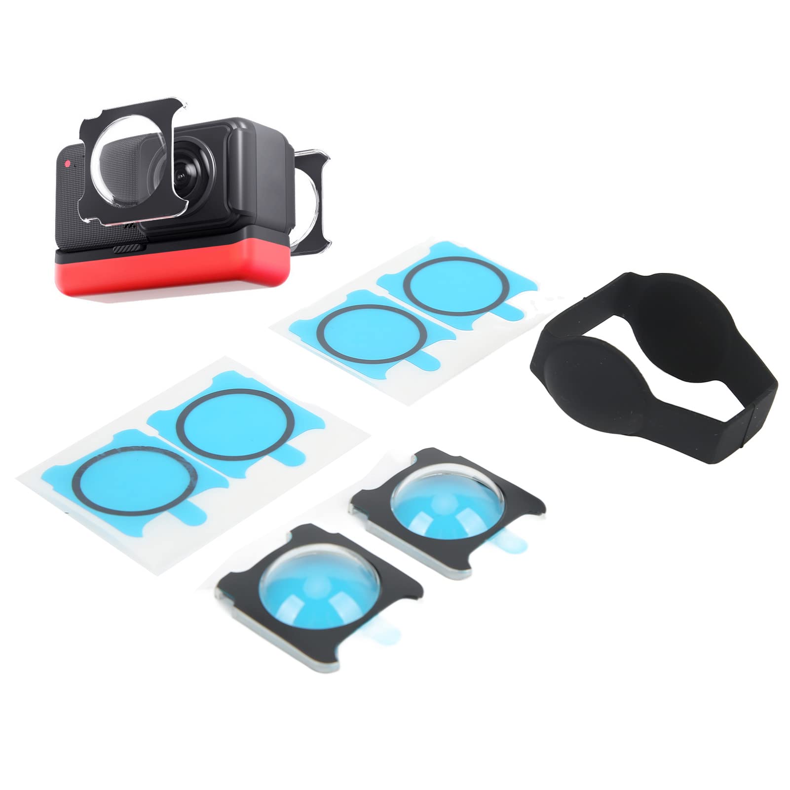 Juego de Pantalla de Espejo Protector Panorámico Adhesivo para Lentes de Cámara para Cámara de Acción Insta360 One R RS