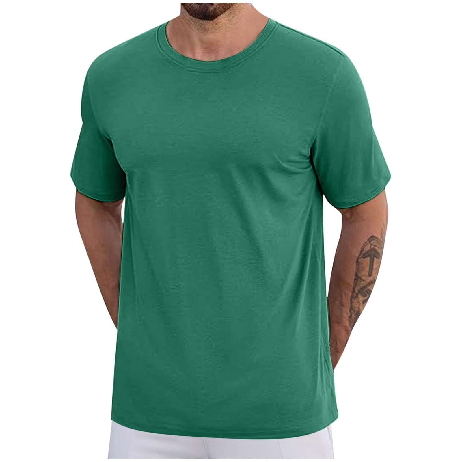 Mens T-Shirts Short Sleeve Plus Size Summer Workout Shirts for Big and Tall Men Cotton Relaxed Fit Basic