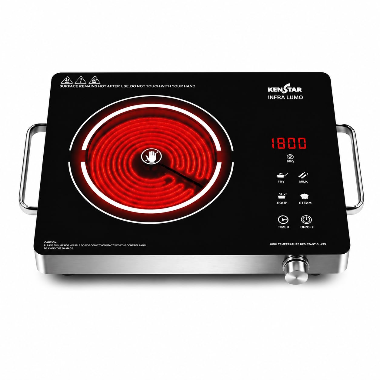 Kenstar Infra LUMO 2000W Infrared Stove with 11 Power Levels, 4 Preset Modes, Toughened Glass Top and Timer Function Silver Black-image-36