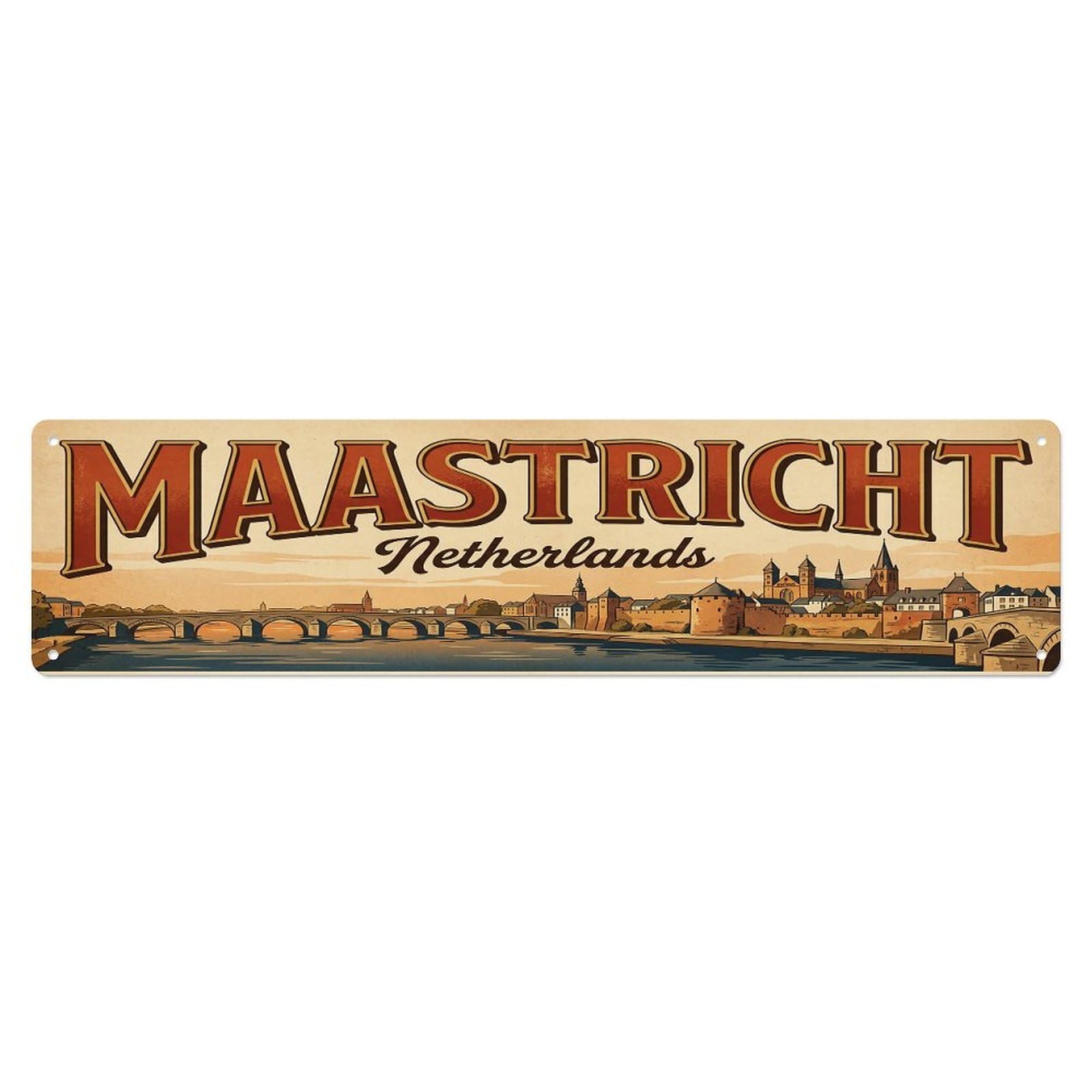 Vintage Travel Netherlands Maastricht Metal Tin Sign