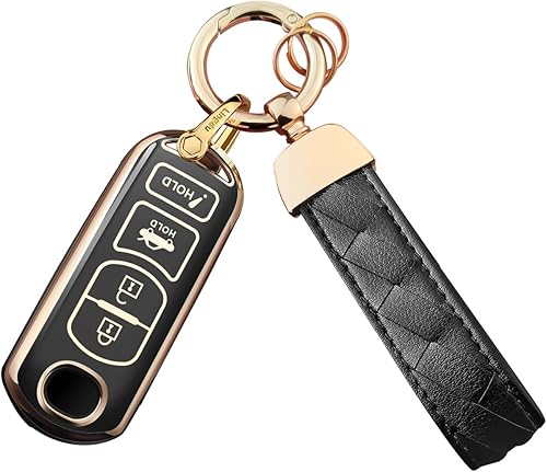 Bqepe Funda para llavero Mazda Keychain - Compatible con Mazda 3 6 8 Miata MX-5 CX-5 CX-9 Llavero inteligente de 4 botones (Negro)