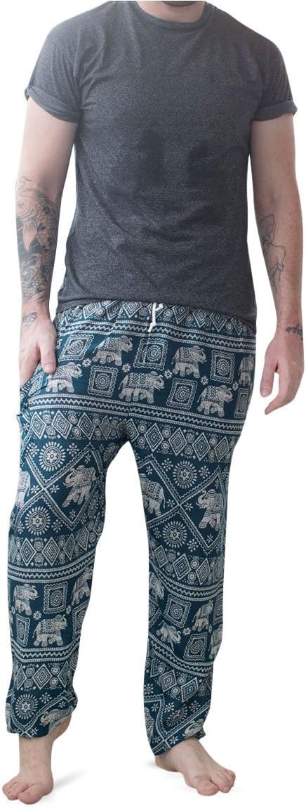 Mens Traditional Baggy Rayon Thai Yoga Pants Harem Trousers