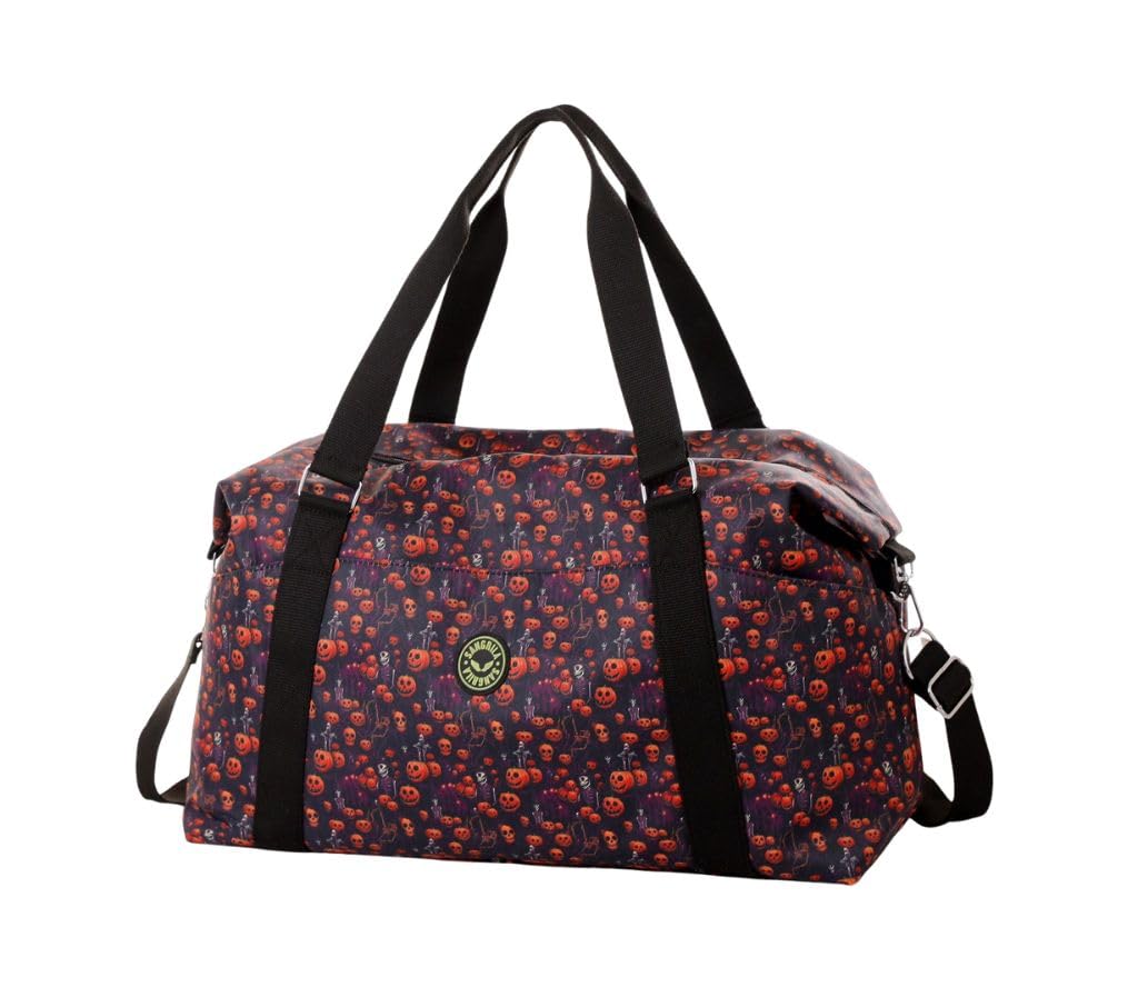 Waterproof Fitness Gym Travel Duffel Bag Holdall Travel Bag Weekend Overnight Bag for Men and Women (Pumpkins) — image 1